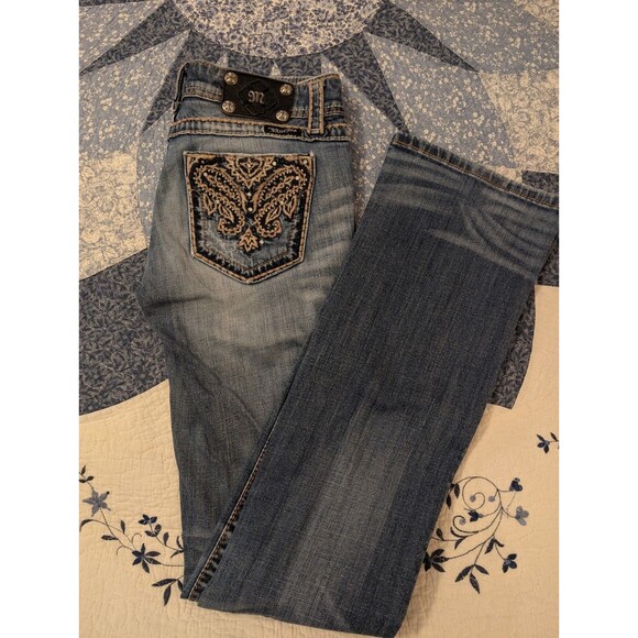 Women's MISS ME JW5367B2 Distressed Boot Blue Jeans, Size 27 x 32.5 - Picture 1 of 11